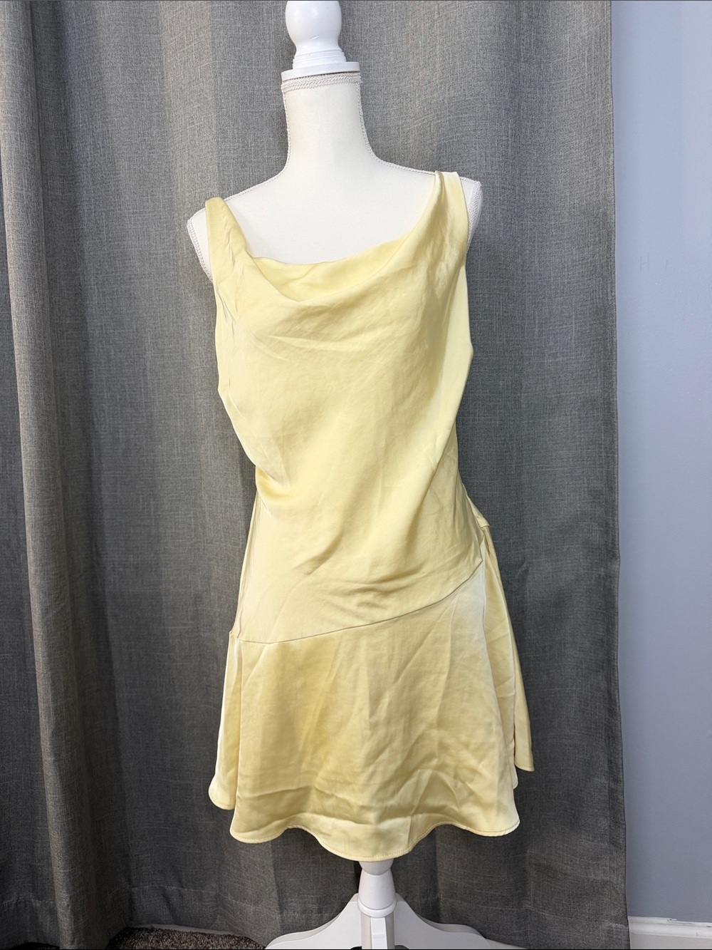wild fable Pale Yellow Cowl-Neck Mini Dress